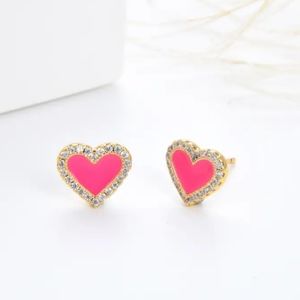 Cubic Zirconia Heart Stud Earrings